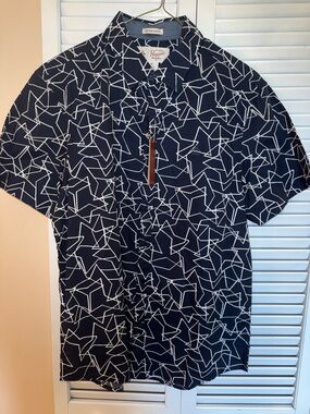 Penguin Navy Geometric Short Sleeve Shirt